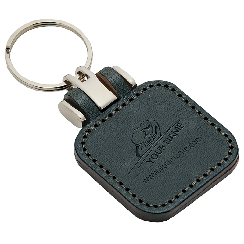 Sleutelhanger P02743, Kunstleder - bedrukt of onbedrukt verkrijgbaar - Grijs