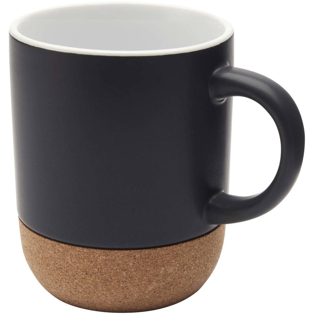 Billie 300 ml mok van keramiek met kurkdetails en matte afwerking - kopen of bedrukken - Zwart