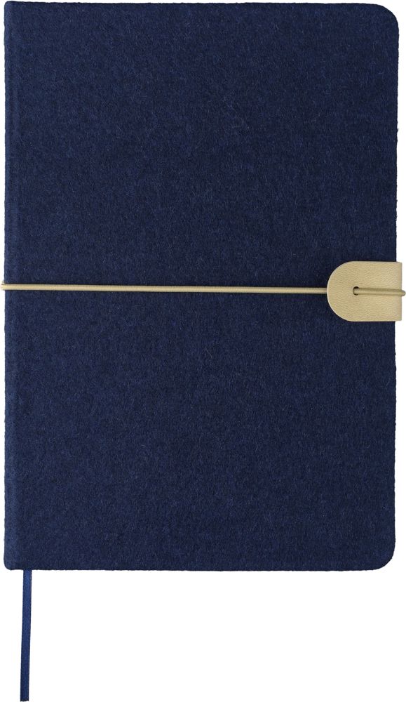 Gerecycled vilt notitieboek (A5) Dario - met logo of onbedrukt bestellen - Blauw
