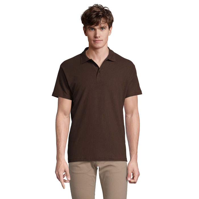 SPRING II - SPRING II HEREN Polo 210g - met logo of onbedrukt bestellen - Chocolate