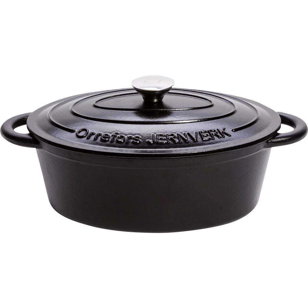 Orrefors Jernverk Ovale geëmailleerde braadpan 3.5L - voor bedrijven en relatiegeschenken - Zwart