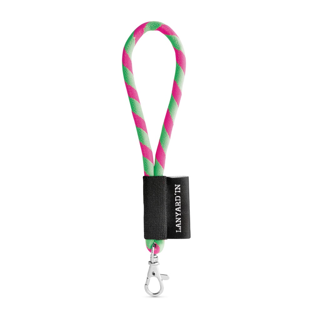 75090. Lanyard Tube Short Set. Standaard modellen - voor bedrijven en relatiegeschenken - Hexachrome groen, Hexachrome roze