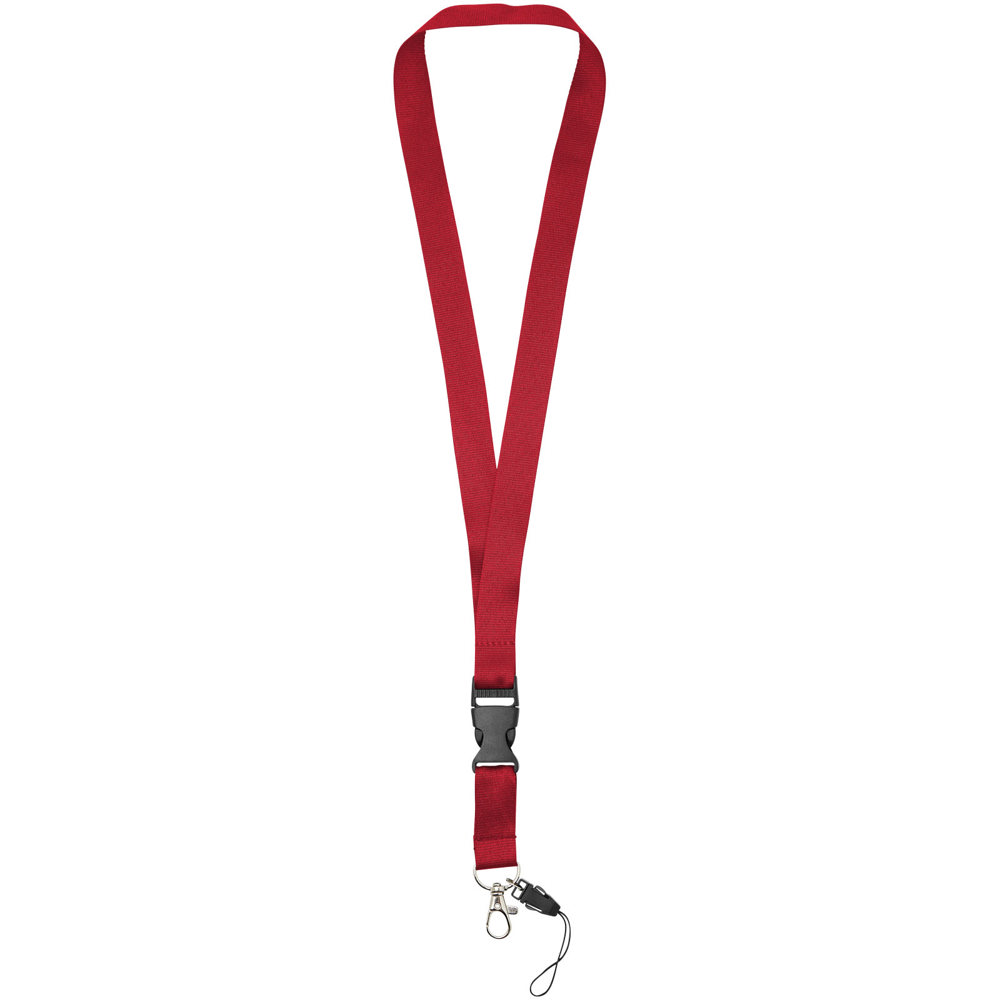 Sagan lanyard met afneembare gesp en telefoonhouder - voor bedrijven en relatiegeschenken - Rood