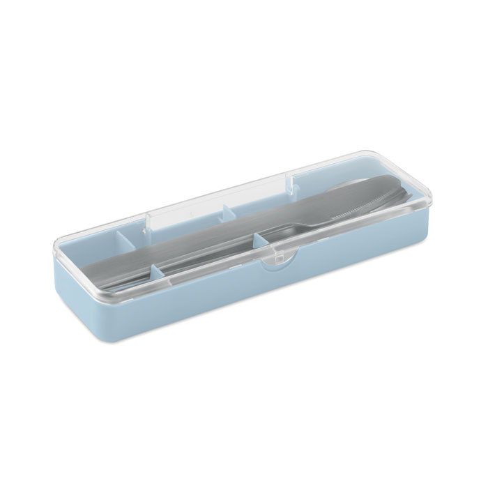 MESTECK - Roestvrijstalen bestekset - voor bedrijven en relatiegeschenken - Babyblauw