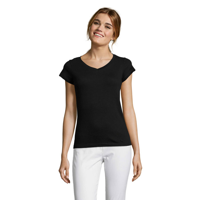MOON - MOON dames t-shirt 150g - voor bedrijven en relatiegeschenken - Diep Zwart