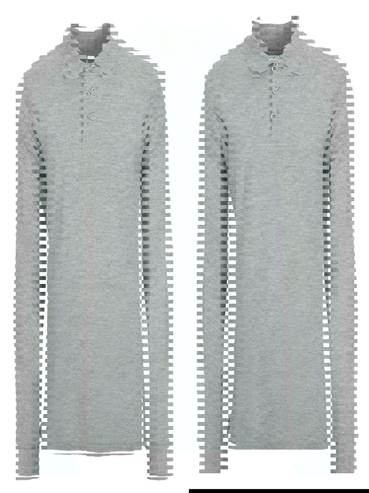 BS Evolution long sleeve polo, 180 gr/m² - voor bedrijven en relatiegeschenken - Grijs melee (PMS Cool Grey 7C)