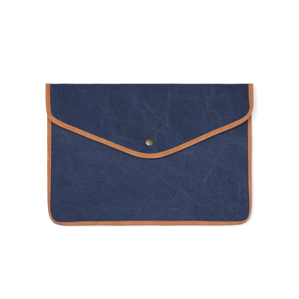 VINGA Bosler GRS recycled canvas 14" laptop sleeve - met logo of onbedrukt bestellen - donkerblauw (± PMS 2379)