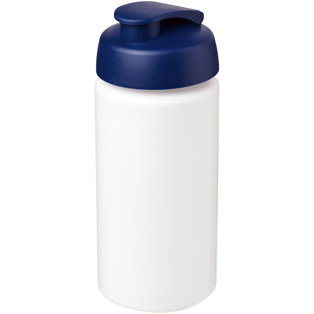 Baseline® Plus grip 500 ml sportfles met flipcapdeksel - met logo of onbedrukt bestellen - Wit, Blauw