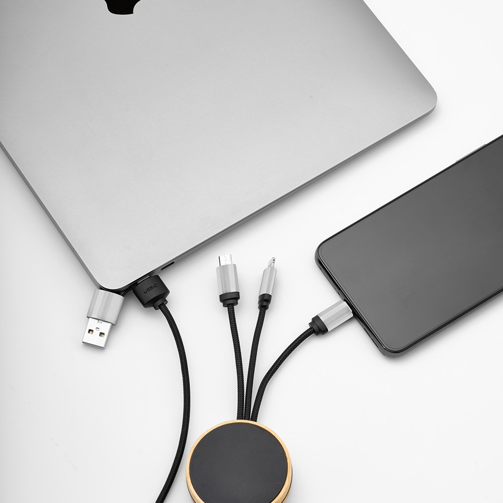 Feynman kabel rPET 3 in 1 - Zwart