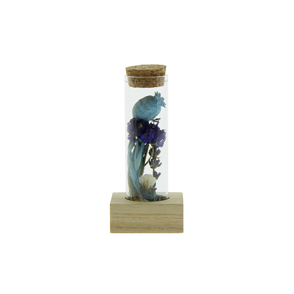 Dried Flowers - Single tube & wood - voor bedrijven en relatiegeschenken - lichtblauw