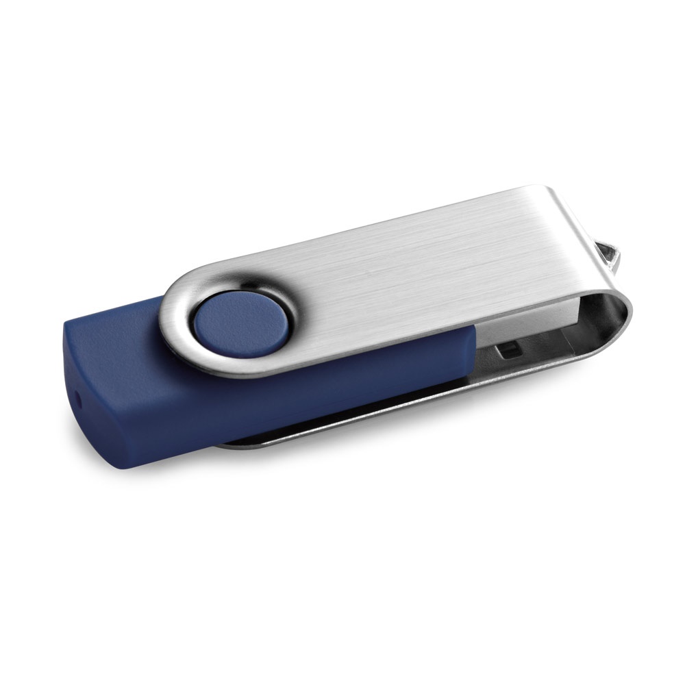 CLAUDIUS 4GB. 4 GB USB-stick met metalen clip - bedrukt of onbedrukt verkrijgbaar - Blauw