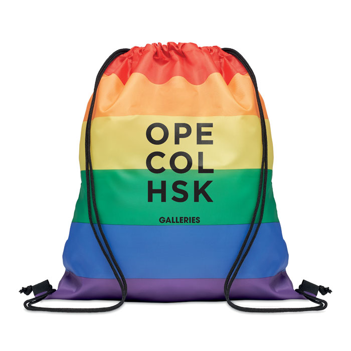 BOW - Regenboog RPET trekkoordrugzak - voor bedrijven en relatiegeschenken