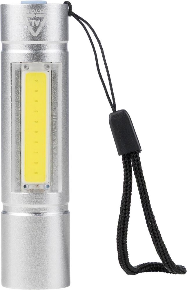 Gerecycled aluminium COB-zaklamp Sami - met logo of onbedrukt bestellen - zilver