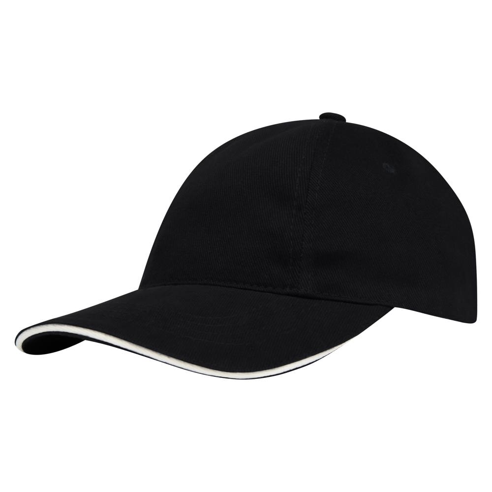 Brushed promo cap - met logo of onbedrukt bestellen - Zwart (Black) / Wit