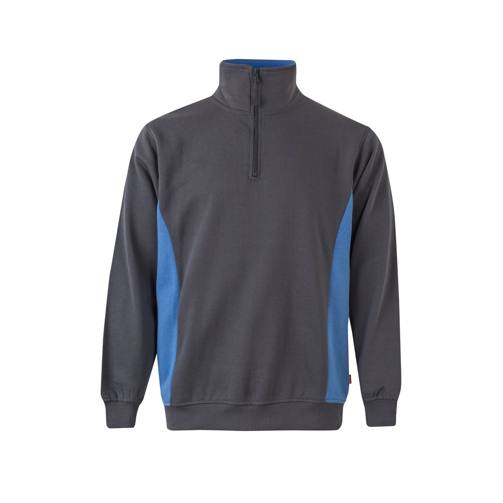 VL SVAROG. Tweekleurig sweatshirt van badstof (260g/m²), van polyester (65%) en katoen (35%) - voor bedrijven - Grijs, Licht blauw