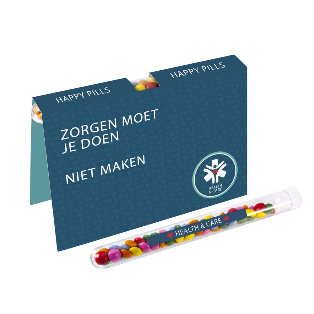 Vouwkaart met een gevuld reageerbuisje - bedrukt of onbedrukt verkrijgbaar - Wit
