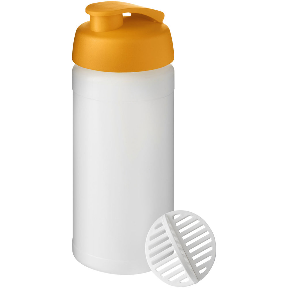 Baseline® Plus 500 ml sportfles met shaker bal - met logo of onbedrukt bestellen - Oranje, Mat helder