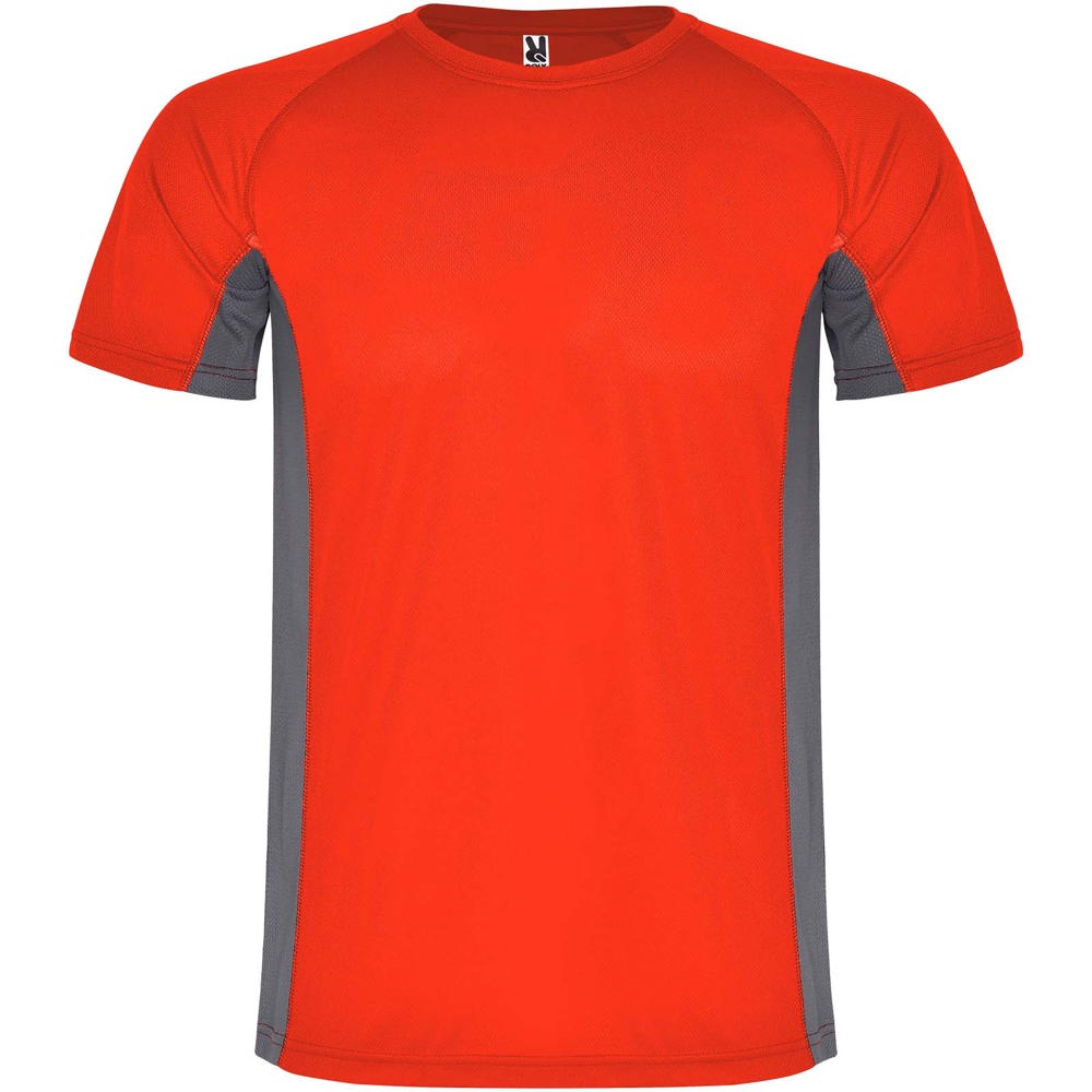 Shanghai sportshirt met korte mouwen voor kinderen - bedrukt of onbedrukt verkrijgbaar - Rood, Donkerlood
