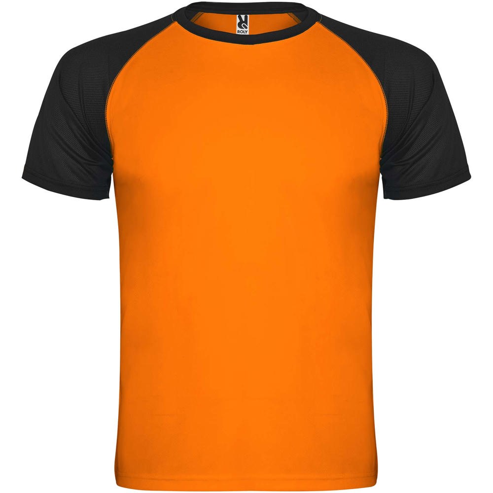 Indianapolis sportshirt met korte mouwen voor kinderen - bedrukt of onbedrukt verkrijgbaar - Fluor oranje, Zwart