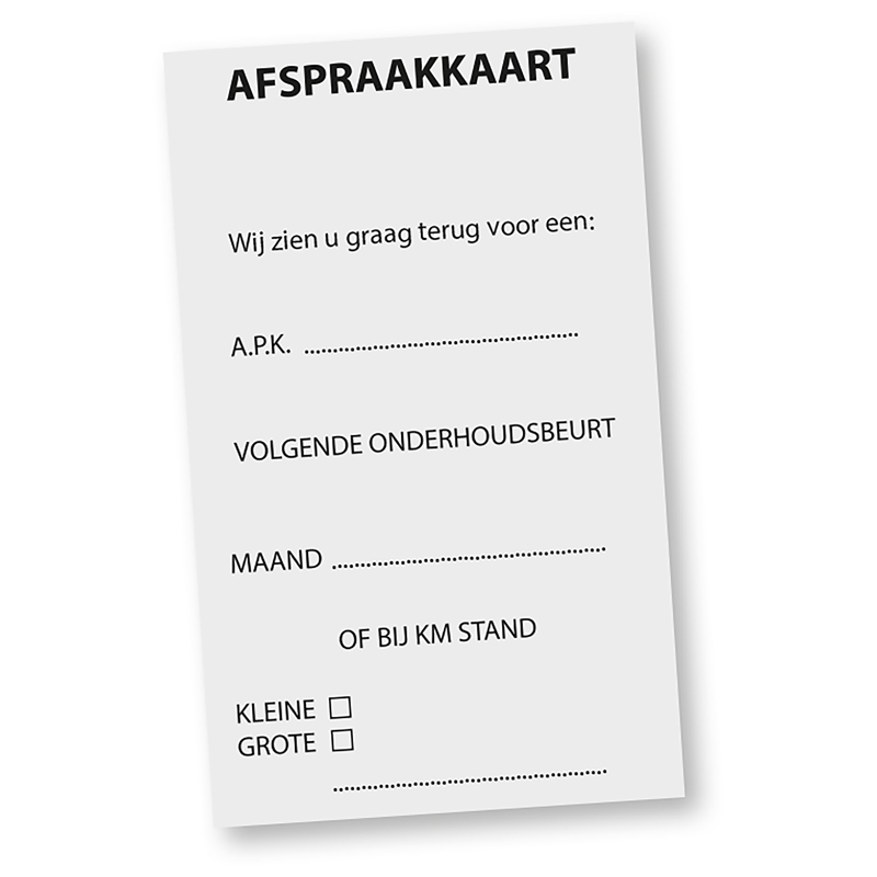 Afspraakkaart - met logo of onbedrukt bestellen