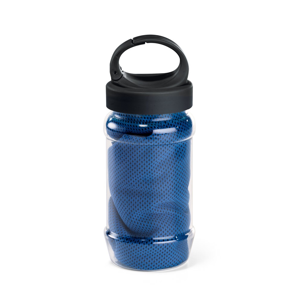 ARTX PLUS. Set met een PP en PET fles en een polyamide en polyester sporthanddoek - met logo of onbedrukt - Royal blauw