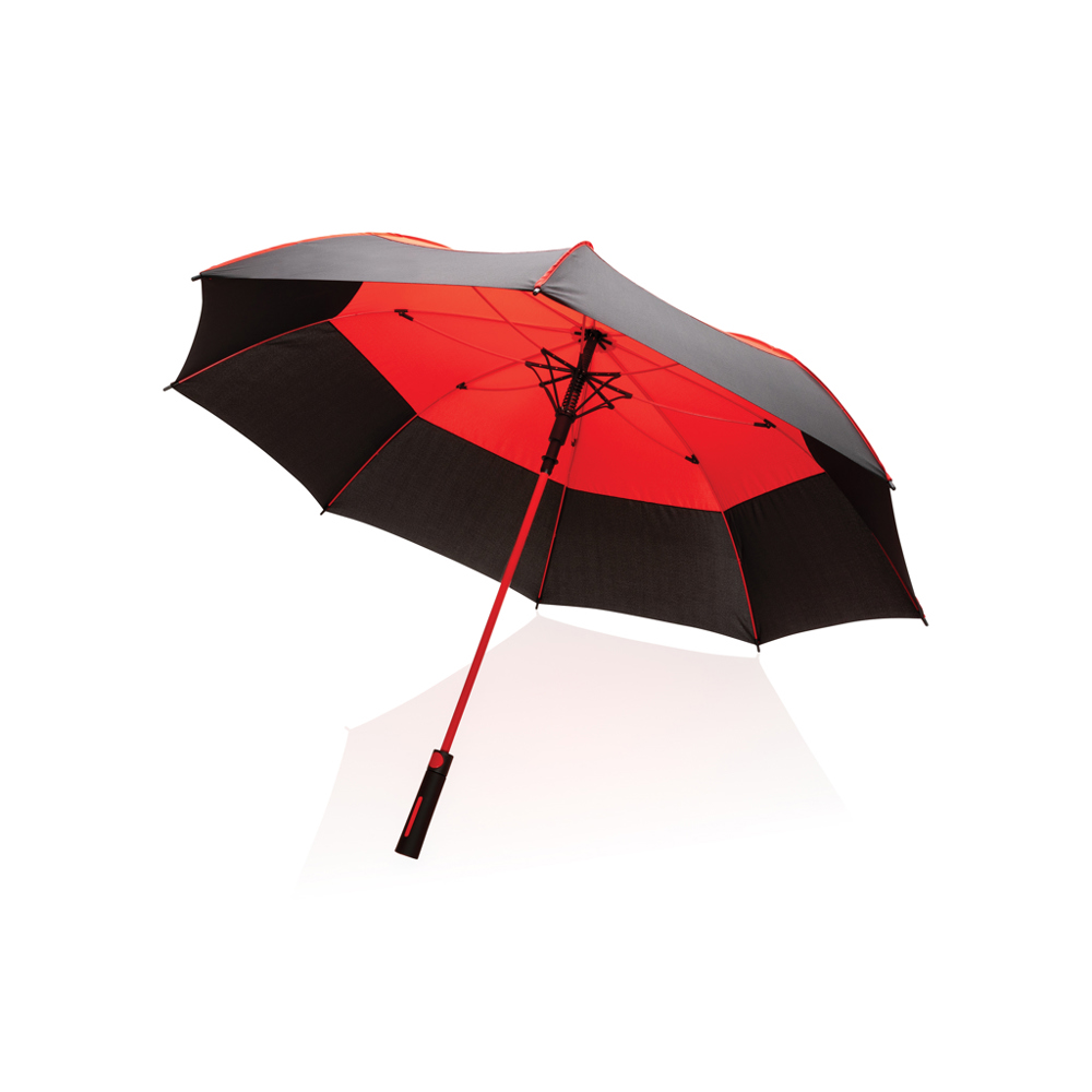 27" Impact AWARE™ RPET 190T auto open stormproof paraplu - voor bedrijven en relatiegeschenken - rood (± PMS 032)