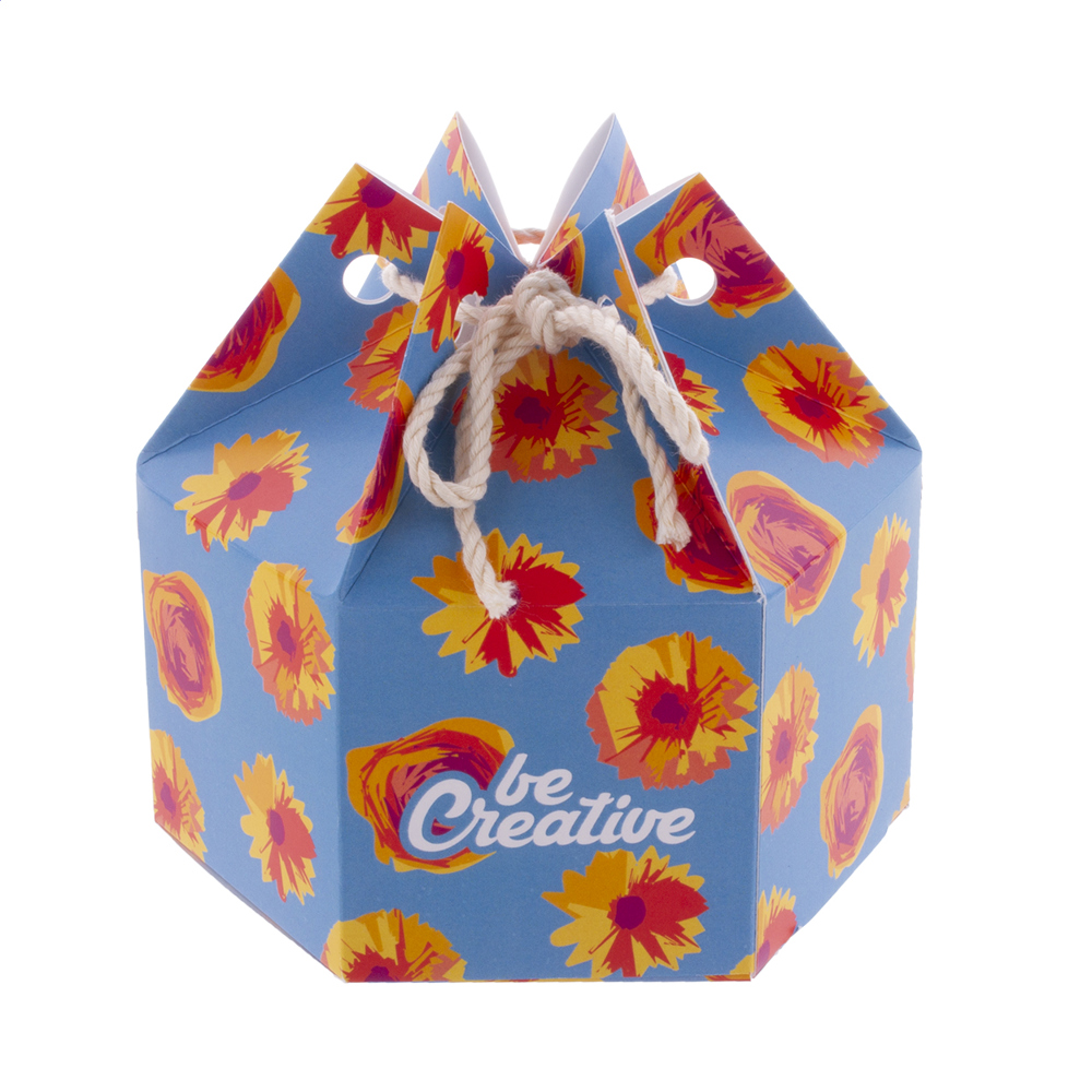 CreaBox HexaCord M - zeshoekige geschenkdoos - bedrukt of onbedrukt verkrijgbaar
