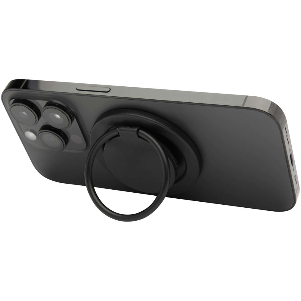 Albali magnetische telefoonhouder met ringstandaard van gerecycled plastic - voor bedrijven en - Zwart