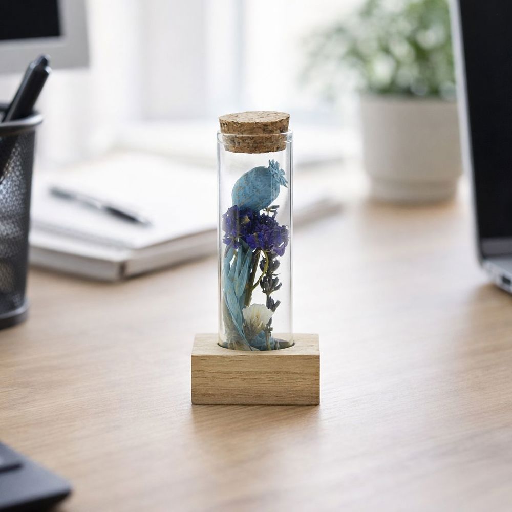 Dried Flowers - Single tube & wood, Rood