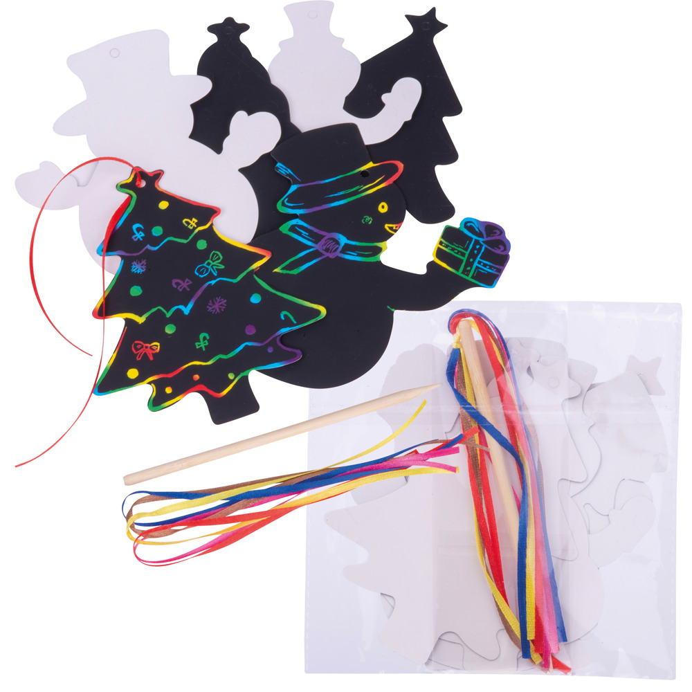 Set van kraspapier ornamenten om op te hangen