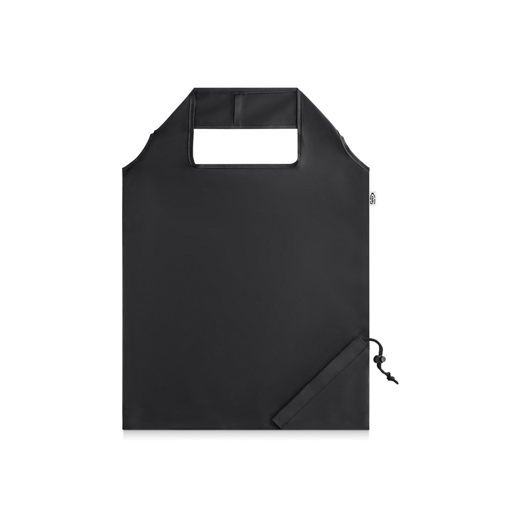 BEIRA. 190T gerecycled polyester (100% rPET) opvouwbare tas - bedrukt of onbedrukt verkrijgbaar - zwart