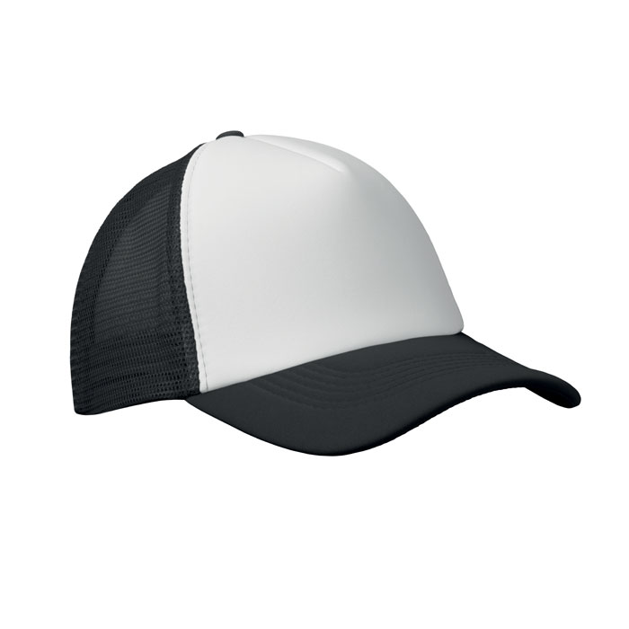 BUBBLE - 5 PANELEN TRUCKER PET - voor bedrijven en relatiegeschenken - wit/zwart