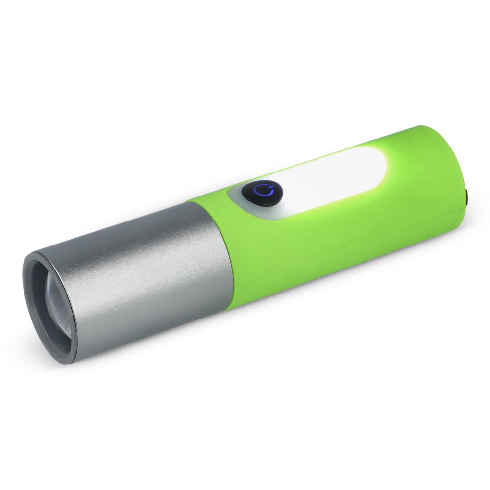 Oplaadbare 10 W LED-zaklamp met zoomfunctie 300 lm - kopen of bedrukken - lichtgroen