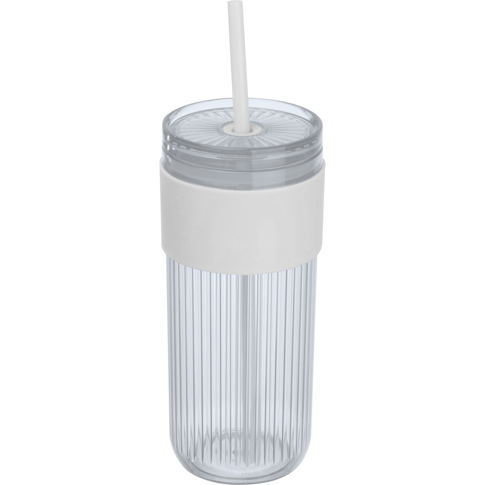 Beker met rietje, 660 ml - Wit