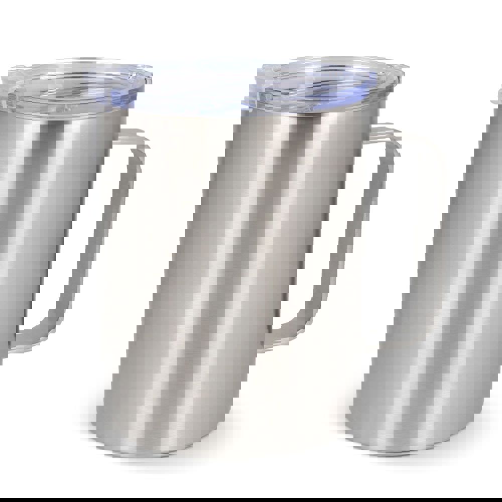 T-ceramic thermomok met deksel Danube 350ml - bedrukt of onbedrukt verkrijgbaar - zilver