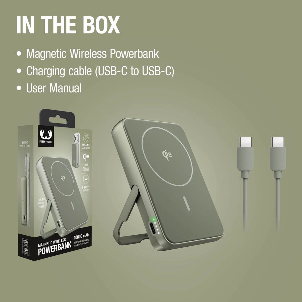 Fresh 'n Rebel Draadloze Powerbank 10000mAh Geschikt voor MagSafe 