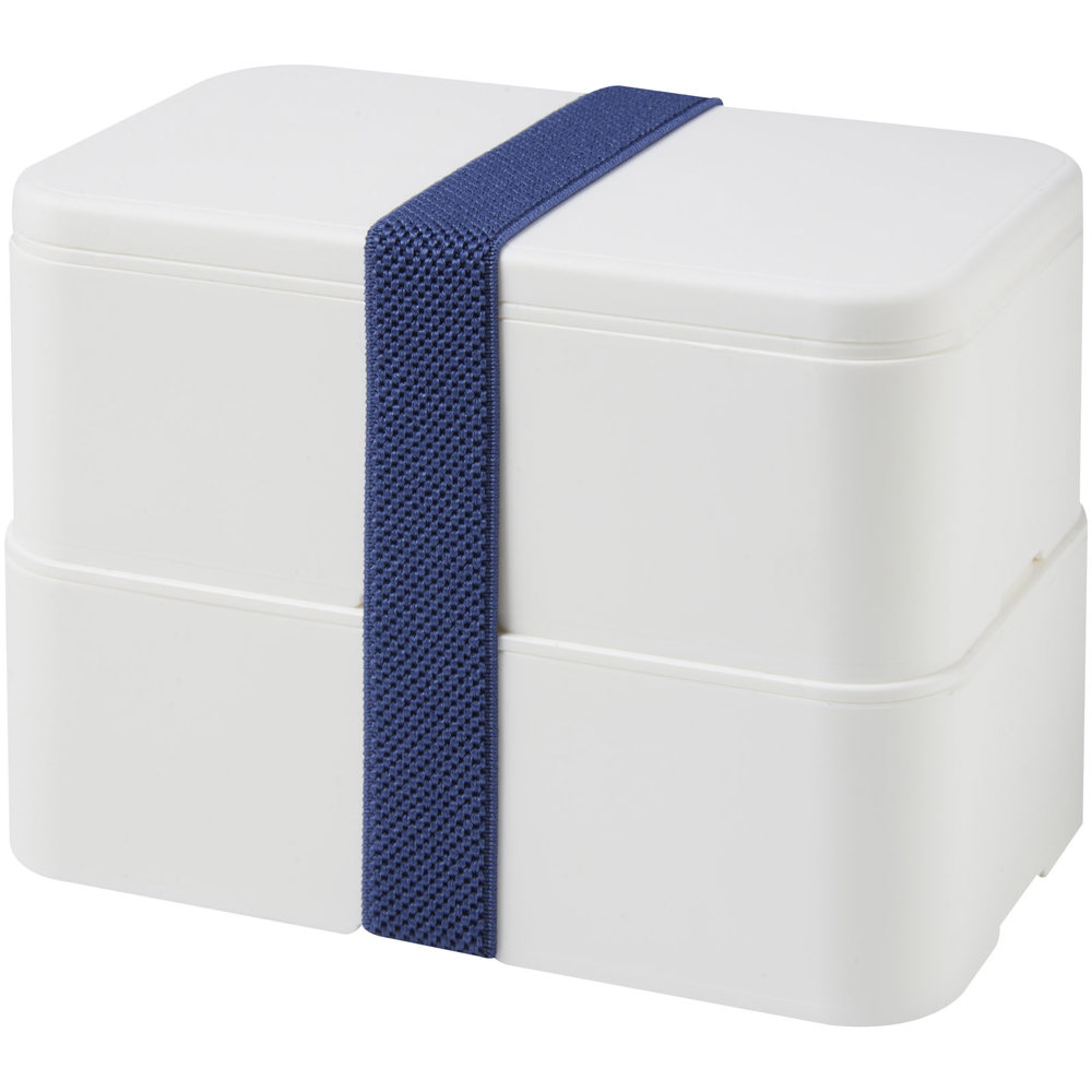 MIYO 700+700 ml dubbellaagse lunchbox - met logo of onbedrukt bestellen - Wit, Wit, Blauw