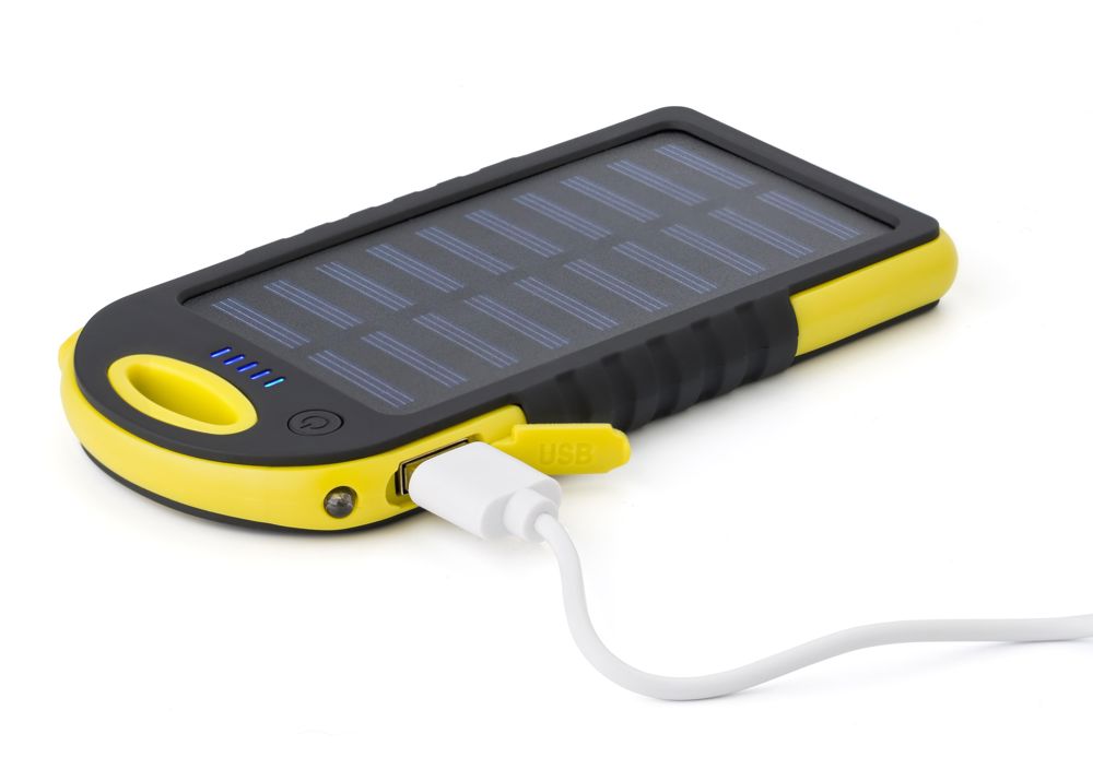 Rubberen ABS zonne-energie powerbank Arin