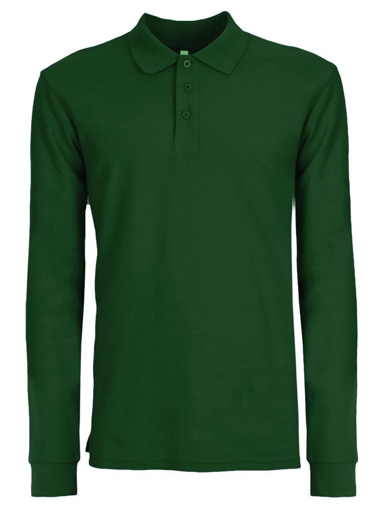 BS Evolution long sleeve polo, 180 gr/m² - voor bedrijven en relatiegeschenken - Flessengroen (PMS 2411C)