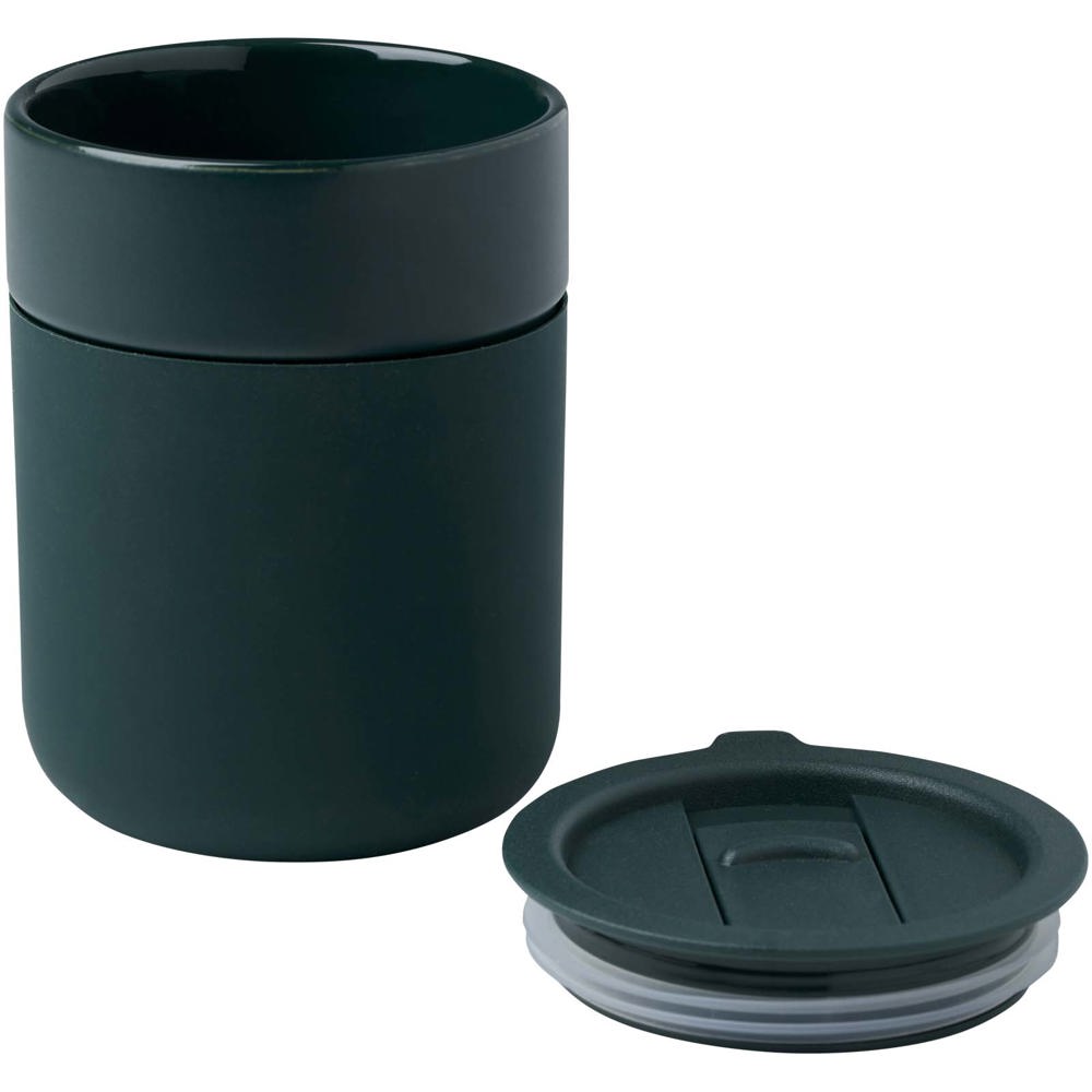 Java 330 ml beker van keramiek met siliconen wikkel en plastic deksel