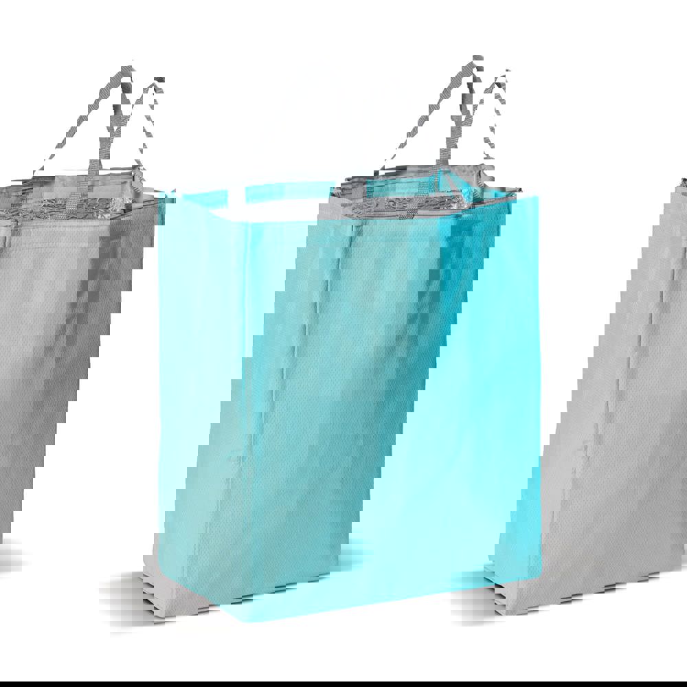 Koeltas non-woven 32.5 x 19.5 x 39 cm, 100 g/m² - bedrukt of onbedrukt verkrijgbaar - lichtblauw