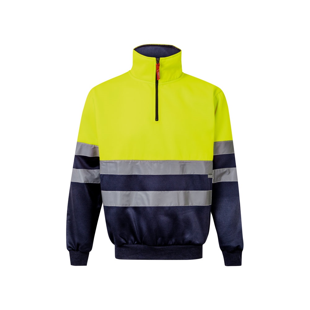 VL THOR LARGE. Tweekleurig sweatshirt (300g/m²) van polyester fleece (100%) - voor bedrijven en - Marineblauw, Geel