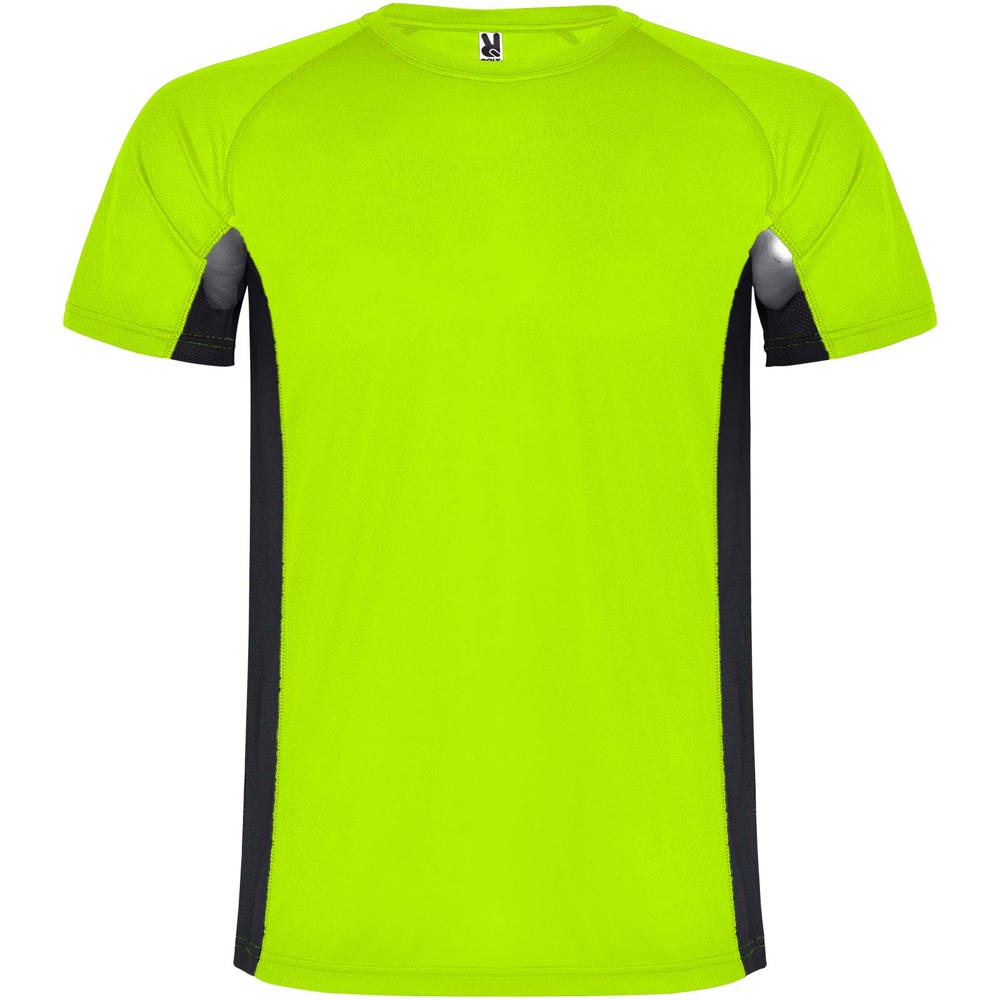 Shanghai sportshirt met korte mouwen voor kinderen - bedrukt of onbedrukt verkrijgbaar - Fluor groen, Zwart