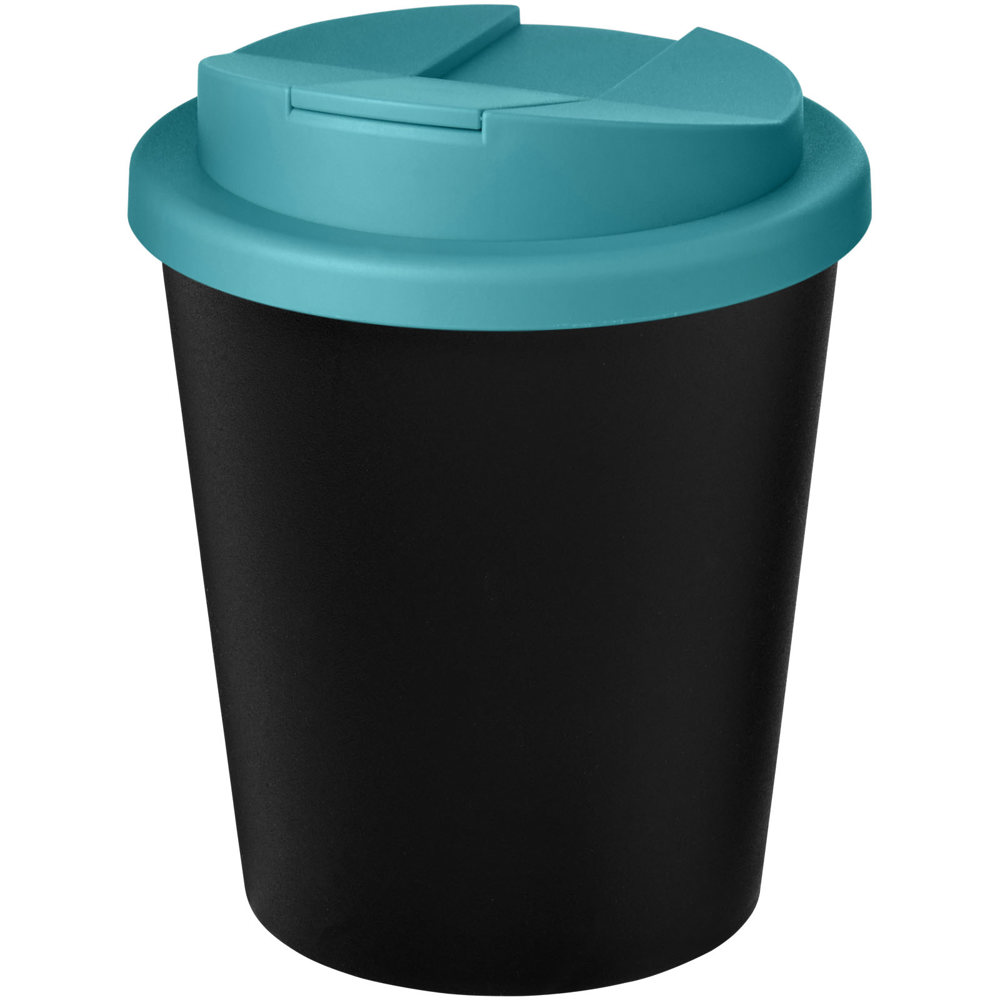 Americano® Espresso Eco 250 ml gerecyclede beker met knoeibestendig deksel - bedrukt of onbedrukt verkrijgbaar - Zwart, Aquablauw