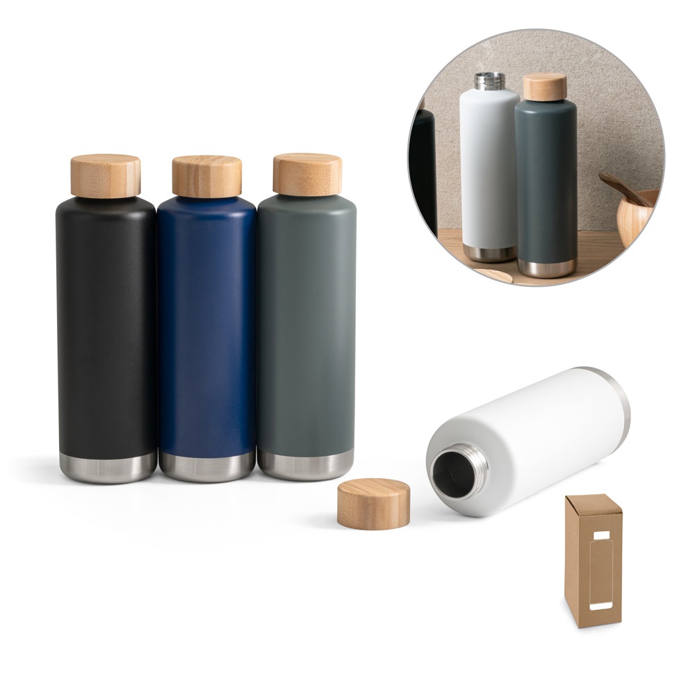 NORRE BOTTLE. Dubbelwandige roestvrijstalen (36% gerecycled) vacuümfles 640 mL - met logo of onbedrukt