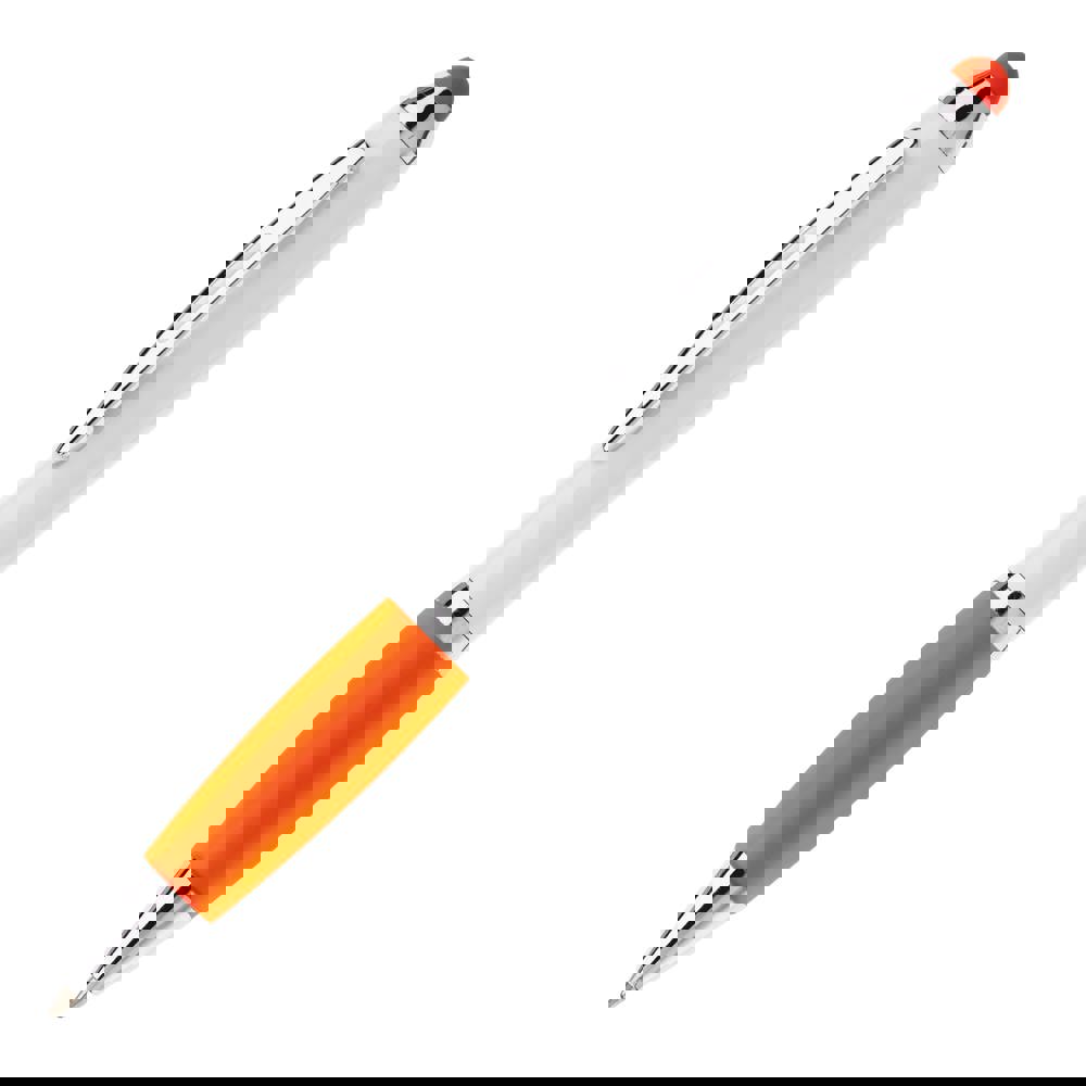 Balpen Hawaï stylus hardcolour - met logo of onbedrukt bestellen - Wit / Oranje