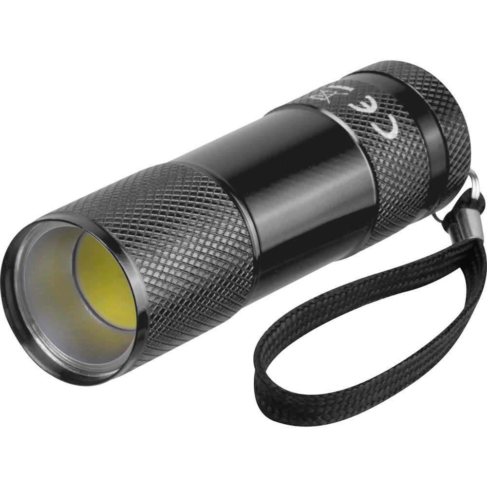 Aluminium zaklamp 9 LED - bedrukt of onbedrukt verkrijgbaar - Zwart