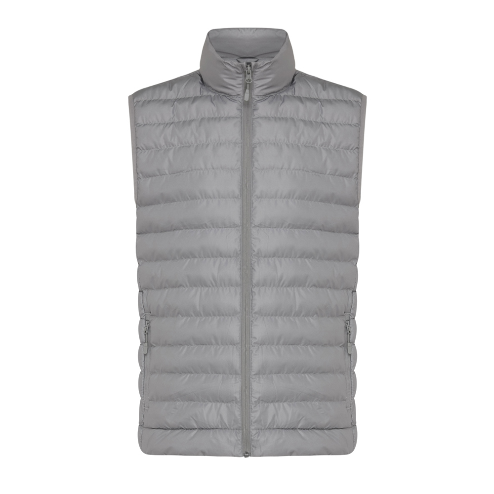 IQONIQ Meru heren gerecycled polyester bodywarmer - met logo of onbedrukt bestellen - zilvergrijs (± PMS 17-4405 TCX)