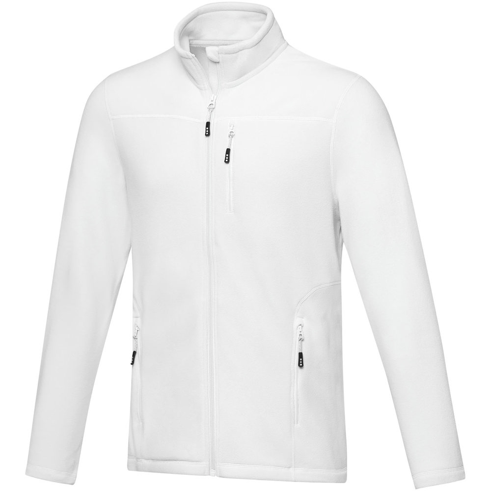 Amber GRS gerecycled heren fleece jas met volledige rits - met logo of onbedrukt bestellen - Wit