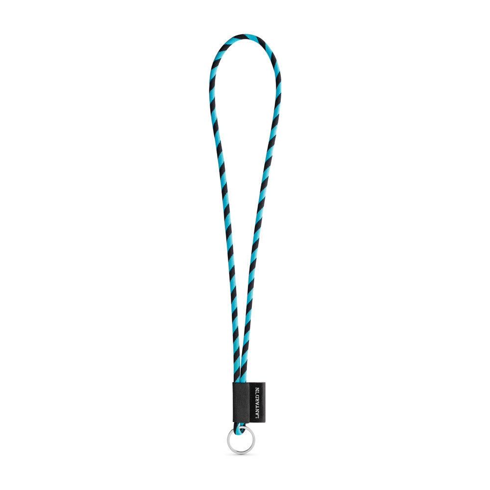 75093. Lanyard Tube Long Set I. Standaard modellen - voor bedrijven en relatiegeschenken - 353 - Zwart, Licht blauw